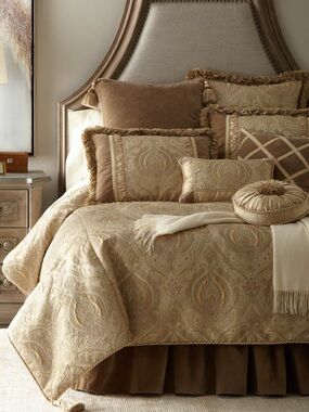 Austin Horn LUXURY Renaissance Taupe Duvet Cover Set 4pc 2 Euro 1 Large Sha NWT
